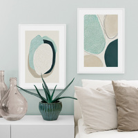 Wall Art 100cmx150cm Abstract Green Circle 2 Sets White Frame Canvas thumbnail