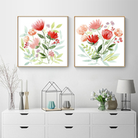 Wall Art 60cmx60cm Florals 2 Sets Gold Frame Canvas thumbnail