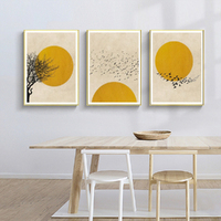 Wall Art 50cmx70cm Flock Of Birds Sun Silhouette 3 Sets Gold Frame Canvas thumbnail