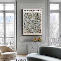 Wall Art 70cmx100cm Jackson Pollock Exhibition III Black Frame Canvas thumbnail
