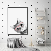 Wall Art 70cmx100cm Cat With Glasses Black Frame Canvas thumbnail
