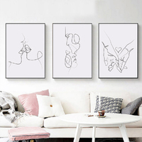 Wall Art 80cmx120cm Couples 3 Sets Black Frame Canvas thumbnail