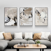 Wall Art 60cmx90cm Modern Abstract Beige 3 Sets Black Frame Canvas thumbnail