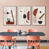 Wall Art 40cmx60cm Abstract Line Art By Picasso 3 Sets Black Frame Canvas thumbnail