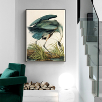 Wall Art 50cmx70cm Great Blue Heron By John James Audubon Black Frame Canvas thumbnail