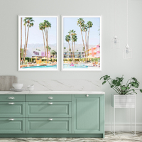 Wall Art 60cmx90cm Saguaro Hotel 2 Sets White Frame Canvas thumbnail