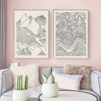 Wall Art 70cmx100cm Line Art Mountain 2 Sets Gold Frame Canvas thumbnail