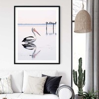 Wall Art 90cmx135cm Pelican Black Frame Canvas thumbnail