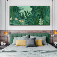 Wall Art 40cmx80cm The Equatorial Jungle Green Forest By Henri Rousseau Black Frame Canvas thumbnail