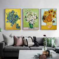 Wall Art 70cmx100cm Van Gogh sunflowers Roses 3 Sets Gold Frame Canvas thumbnail