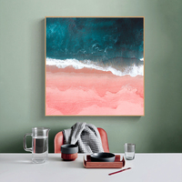 Wall Art 100cmx100cm Pink Sea Wood Frame Canvas thumbnail
