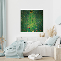 Wall Art 90cmx90cm Sunflower by Gustav Klimt White Frame Canvas thumbnail