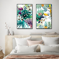 Wall Art 80cmx120cm Toucan and orchid 2 Sets Black Frame Canvas thumbnail