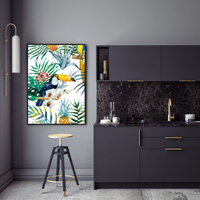 Wall Art 90cmx135cm Toucan plants Black Frame Canvas thumbnail