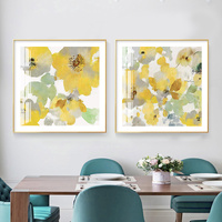 Wall Art 60cmx60cm Yellow Flowers American Style 2 Sets Gold Frame Canvas thumbnail