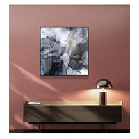Wall Art 40cmx40cm Marbled Black Grey Black Frame Canvas thumbnail