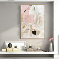 Wall Art 50cmx70cm Abstract Pink Gold Frame Canvas thumbnail