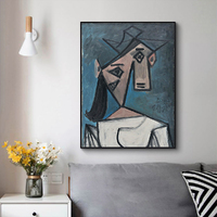 Wall Art 70cmx100cm Head Of A Woman By Pablo Picasso Black Frame Canvas thumbnail
