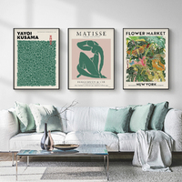 Wall Art 50cmx70cm Flower Market, Matisse Print, Yayoi Kusama 3 Sets Black Frame Canvas thumbnail