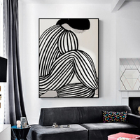 Wall Art 40cmx60cm Mid Century Figure Black Frame Canvas thumbnail