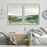 Wall Art 80cmx120cm Watercolor landscape 2 Sets Black Frame Canvas thumbnail