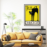 Wall Art 70cmx100cm Black Cat Black Frame Canvas thumbnail