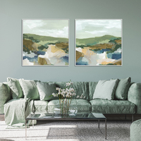 Wall Art 50cmx50cm Abstract Landscape 2 Sets White Frame Canvas thumbnail