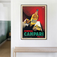 Wall Art 60cmx90cm Cordial Campari Liquor Black Frame Canvas thumbnail