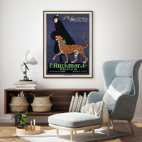 Wall Art 90cmx135cm Woman Walking Leopard Vintage Black Frame Canvas thumbnail