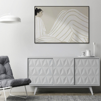 Wall Art 70cmx100cm Abstract Lady Black Frame Canvas thumbnail