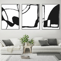 Wall Art 60cmx90cm Black and White 3 Sets Black Frame Canvas thumbnail