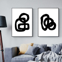 Wall Art 50cmx70cm Black and White 2 Sets Black Frame Canvas thumbnail
