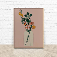 Wall Art 40cmx60cm Boho Floral Wood Frame Canvas thumbnail