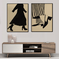 Wall Art 70cmx100cm Fashion Illustration 2 Sets Black Frame Canvas thumbnail