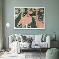Wall Art 40cmx60cm Flamingo White Frame Canvas thumbnail