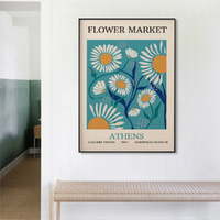 Wall Art 100cmx150cm Flower Market Athens Black Frame Canvas thumbnail