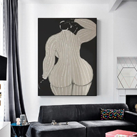 Wall Art 50cmx70cm Mid Century Lady Black Frame Canvas thumbnail