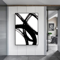 Wall Art 40cmx60cm Minimalist Black Artwork Black Frame Canvas thumbnail
