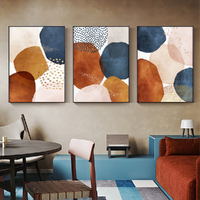 Wall Art 50cmx70cm Navy Pink Beige 3 Sets Black Frame Canvas thumbnail