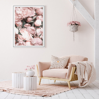 Wall Art 100cmx150cm Peony White Frame Canvas thumbnail