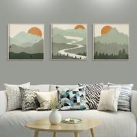 Wall Art 60cmx60cm Sage Green Landscapes 3 Sets Wood Frame Canvas thumbnail