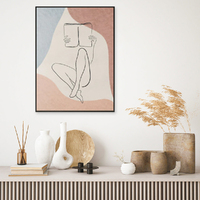 Wall Art 70cmx100cm Woman Reading Book Black Frame Canvas thumbnail
