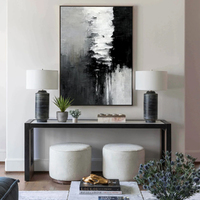 Wall Art 60cmx90cm Abstract Black White Artwork Black Frame Canvas thumbnail