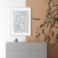 Wall Art 50cmx70cm Black And White Lines White Frame Canvas thumbnail