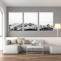 Wall Art 40cmx60cm Black White Mountain 3 Sets White Frame Canvas thumbnail