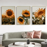 Wall Art 50cmx70cm Sunflower 3 Sets Gold Frame Canvas thumbnail