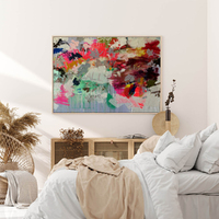Wall Art 70cmx100cm Abstract Free Flow Wood Frame Canvas thumbnail