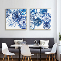 Wall Art 80cmx80cm Blue Day 2 Sets Gold Frame Canvas thumbnail