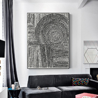 Wall Art 100cmx150cm Clustered Dots B Black Frame Canvas thumbnail