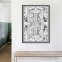 Wall Art 70cmx100cm Abstract Mountain Black Frame Canvas thumbnail
